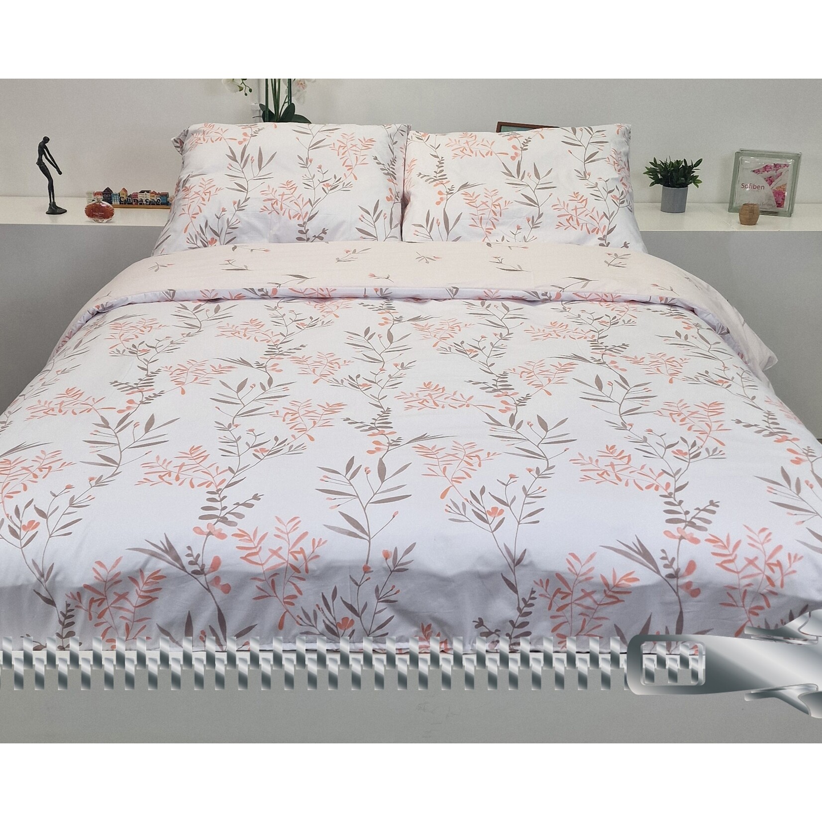 Sofiben dekbedovertrek met rits, dessin Lindsey Pink, 140 x 220, katoenmenging met 1 kussensloop