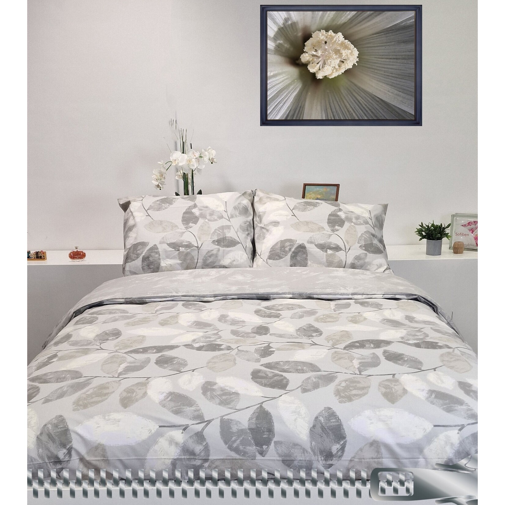 Sofiben dekbedovertrek met rits, dessin parel, 140 x 200 katoenmenging, 1 kussensloop