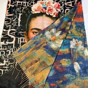 Sjaal schilderij met Frida Kahlo van dikker materiaal met 2 kanten print