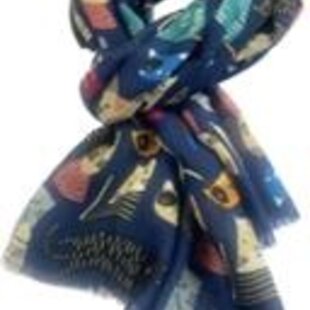 Leuke katten sjaal in 6 kleuren / 50% katoen met 50% viscose