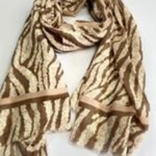 Dames sjaal met zebra print en zilver 50% katoen & 50% viscose