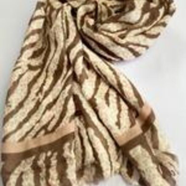 Dames sjaal met zebra print en zilver 50% katoen & 50% viscose