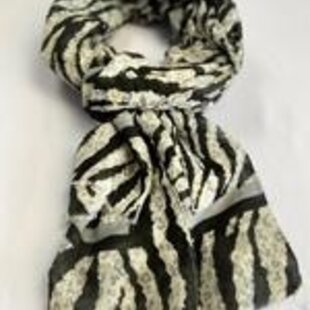 Dames sjaal met zebra print en zilver 50% katoen & 50% viscose