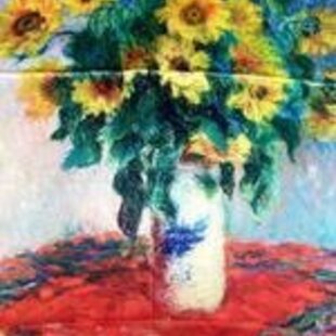 Dames sjaal Vincent van Gogh zonnebloemen in een vaas 2 kanten print van glad materiaal