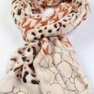 Zomersjaal met print en mooie zachte stof 50% katoen met 50 % viscose / 6 kleuren