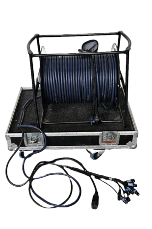 Multi xlr 8ch met schuko op haspel  inclusief kist 83 x 60 x 80 OCC.