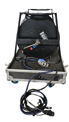 Multi xlr 8ch met schuko op haspel  inclusief kist 83 x 60 x 80 OCC.