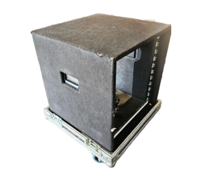 Flightcase stolp incl rack 12 he  60 x 60.x 80 h gestoffeerd OCC.