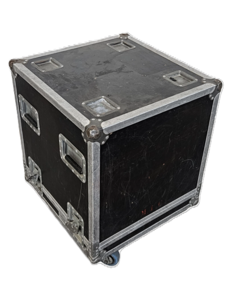 Flightcase stolp incl rack 12 he  60 x 60.x 80 h gestoffeerd OCC.
