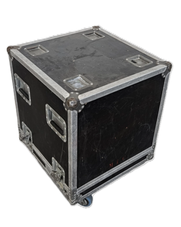 Flightcase stolp incl rack 12 he  60 x 60.x 80 h gestoffeerd OCC.