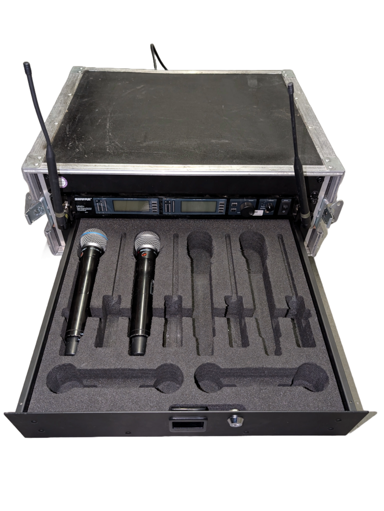 Shure Flightcase incl. 1x Shure UR4D en 2x UR2 beta58 handheld K4e