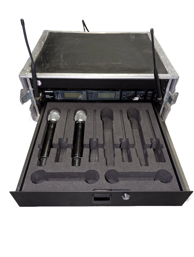 Shure Flightcase incl. 1x Shure UR4D en 2x UR2 beta87 handheld K4e