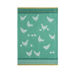 Coucke Linge imprimé POULETTES VERT TORCHON50x 75 cm