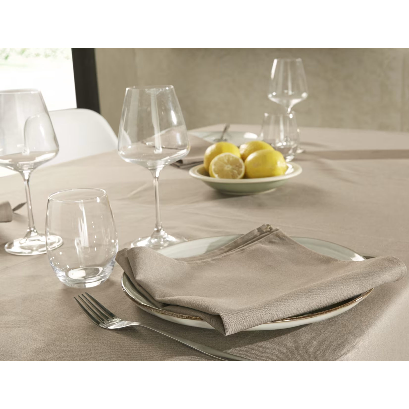 Coucke Nappe La Lilloise 180x 300 cm  poivre  50% lin 50% polyester