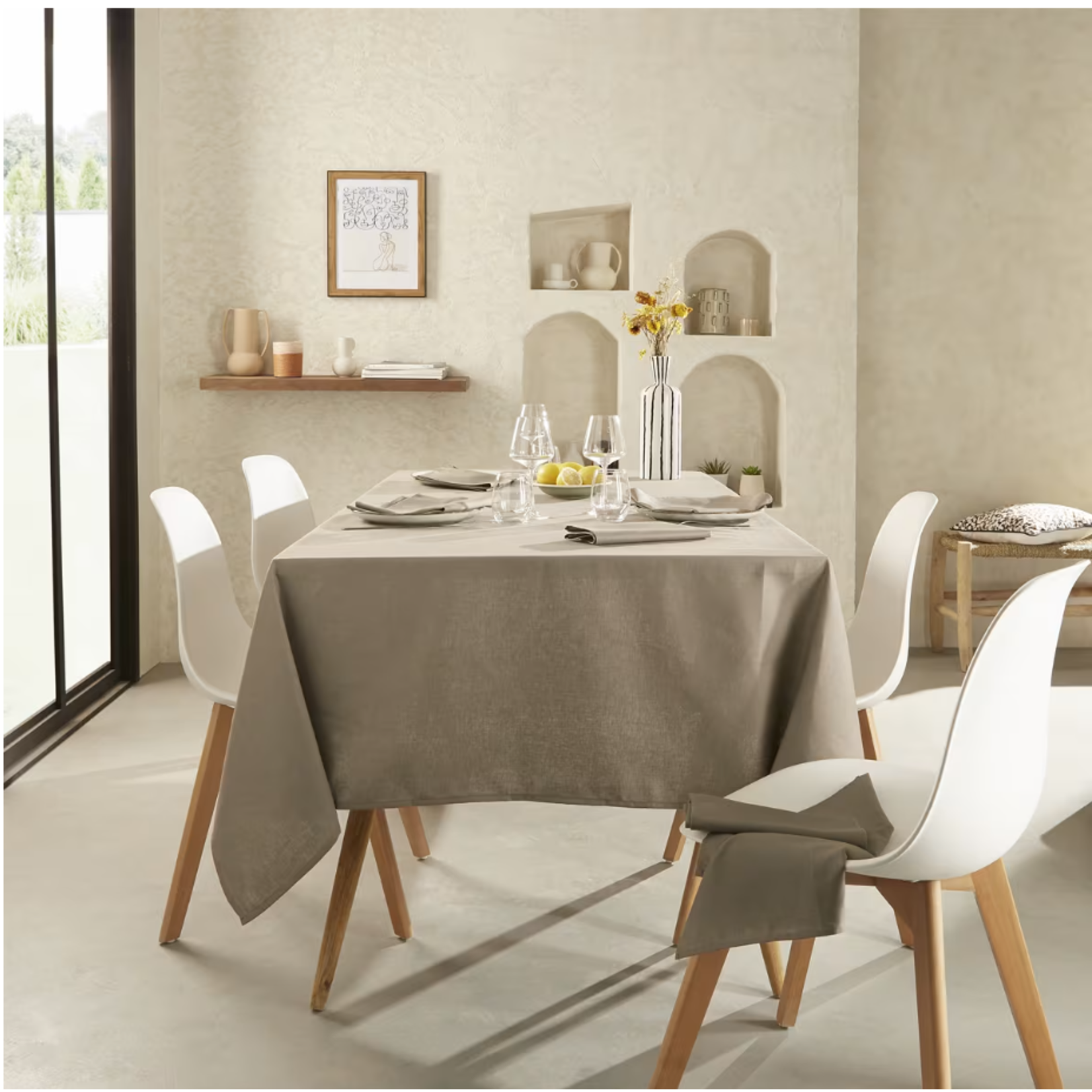 Coucke Nappe La Lilloise 180x 300 cm  poivre  50% lin 50% polyester