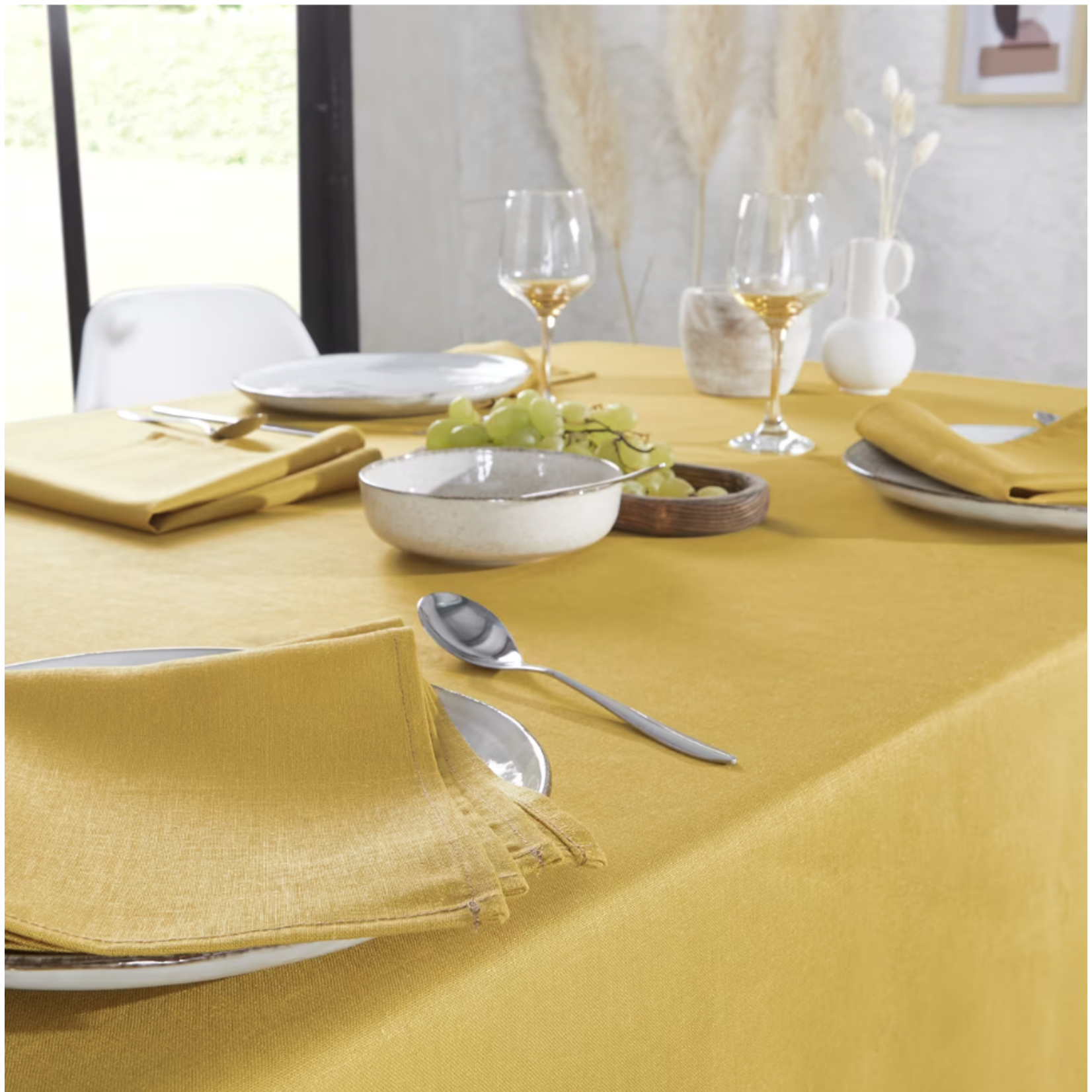Coucke Nappe La Lilloise 180 x 180 cm  safran  50% lin 50% polyester