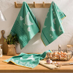 Coucke Carré éponge JACQUARD cocotte vert 50 x 50 cm 100% coton