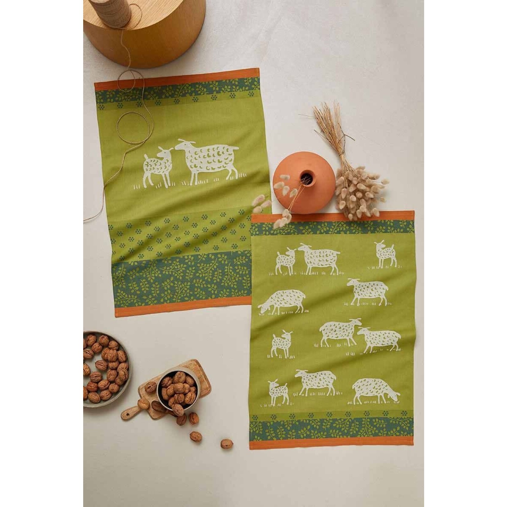 Coucke Linge jacquard PATURAGE VERT TORCHON50x 75 cm