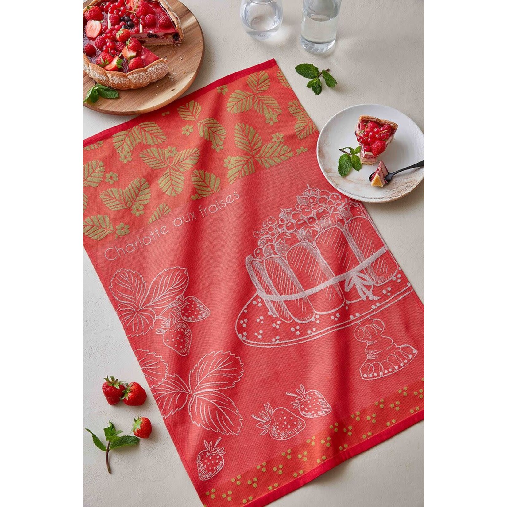 Coucke Linge imprimés  CHARLOTTE AUX FRAISES ROUGE 50 x 75 cm