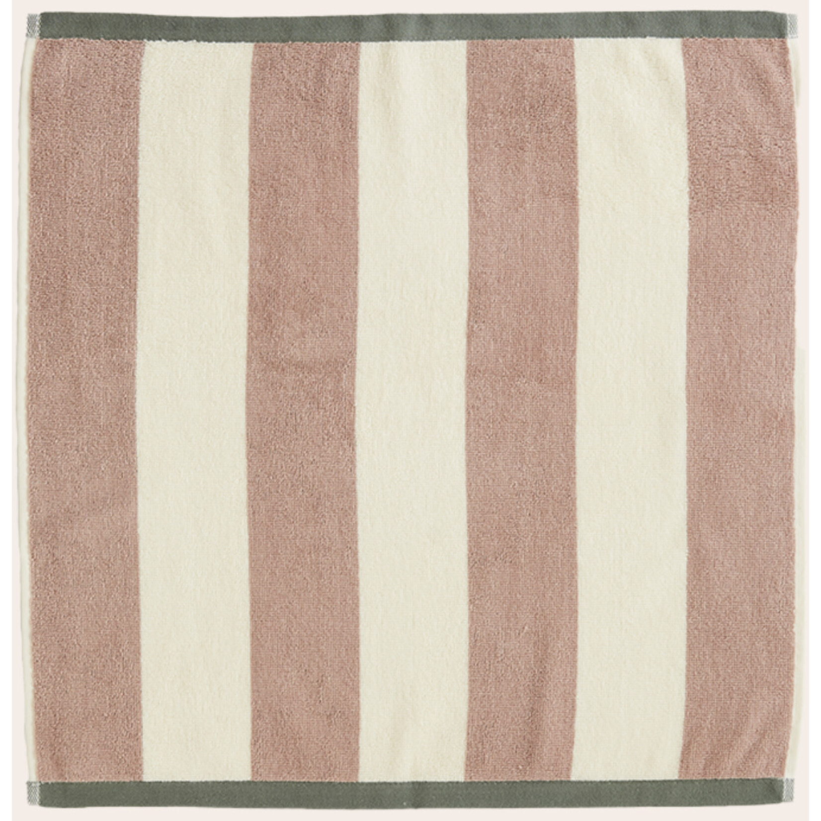Coucke Carré éponge  RIVAGE rose/kaki 50 x 50 cm 100% coton