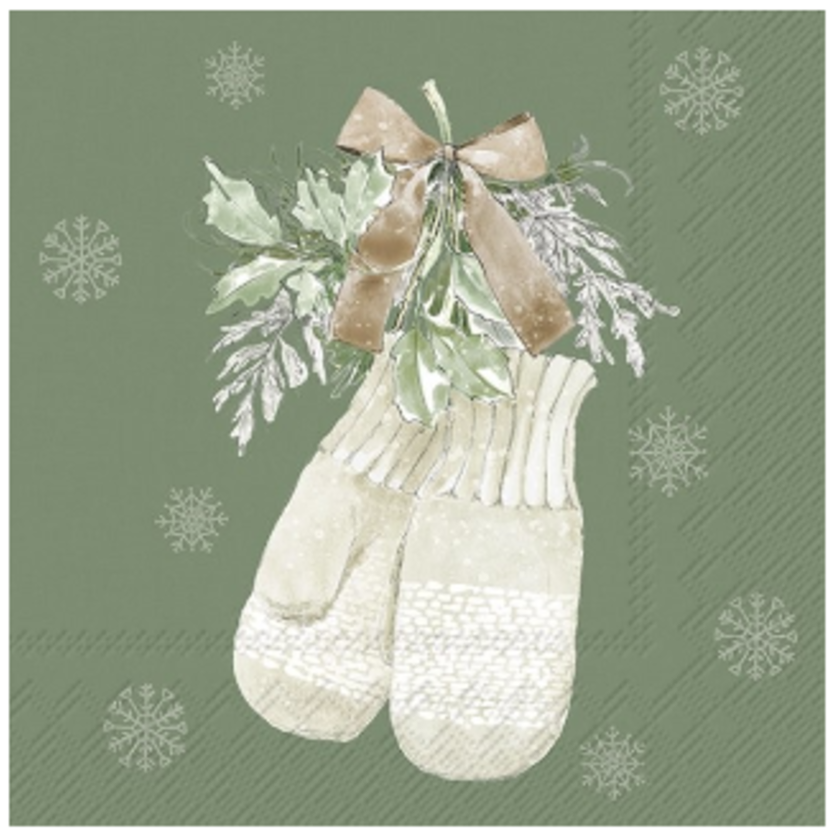 Ihr Serviette  en papier 33x33cm gants saison vert
