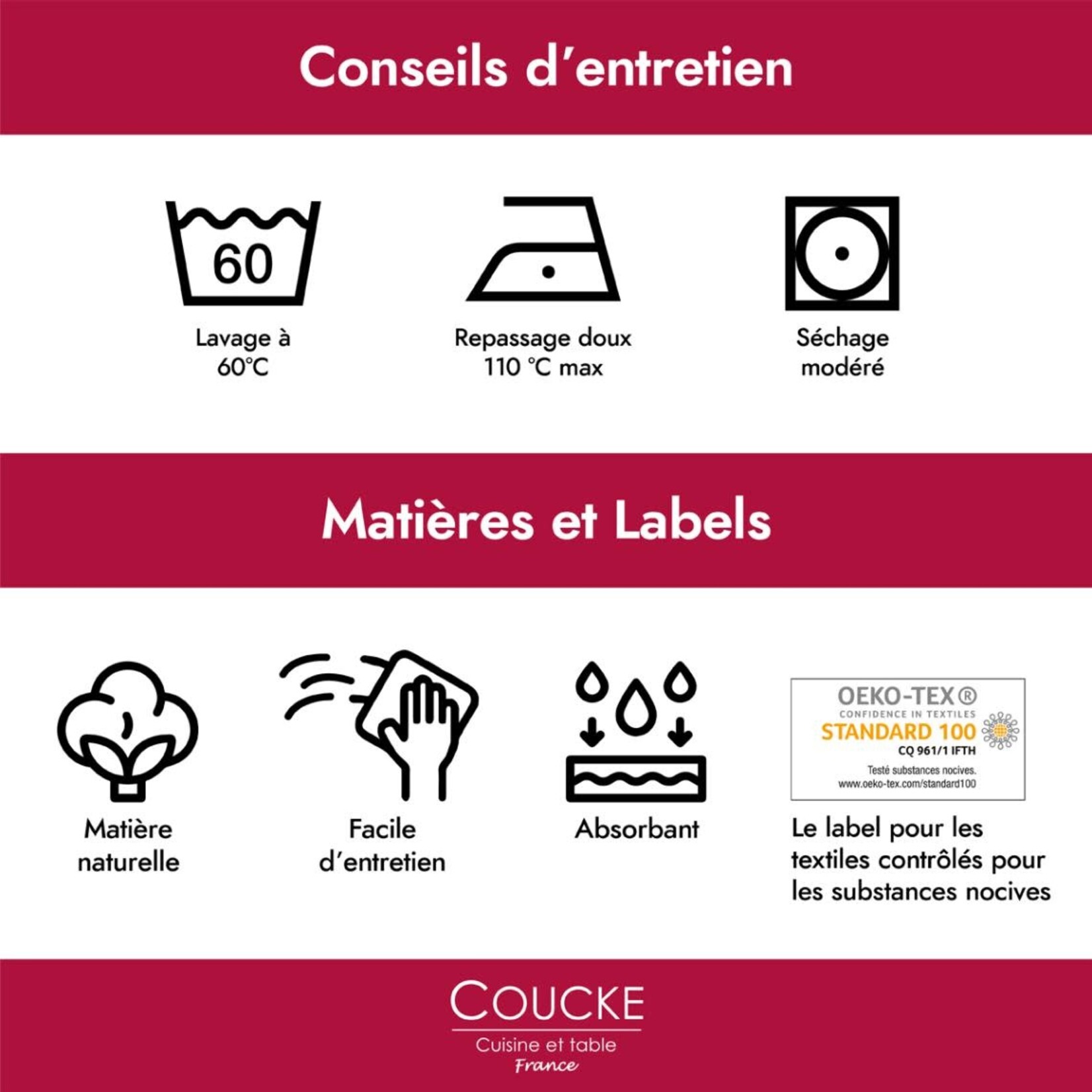 Coucke Linge jacquard POTAGER d'ETE 50x 75 cm