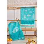 Coucke Linge jacquard A LA PLAGE TURQUOISE  50x 75 cm