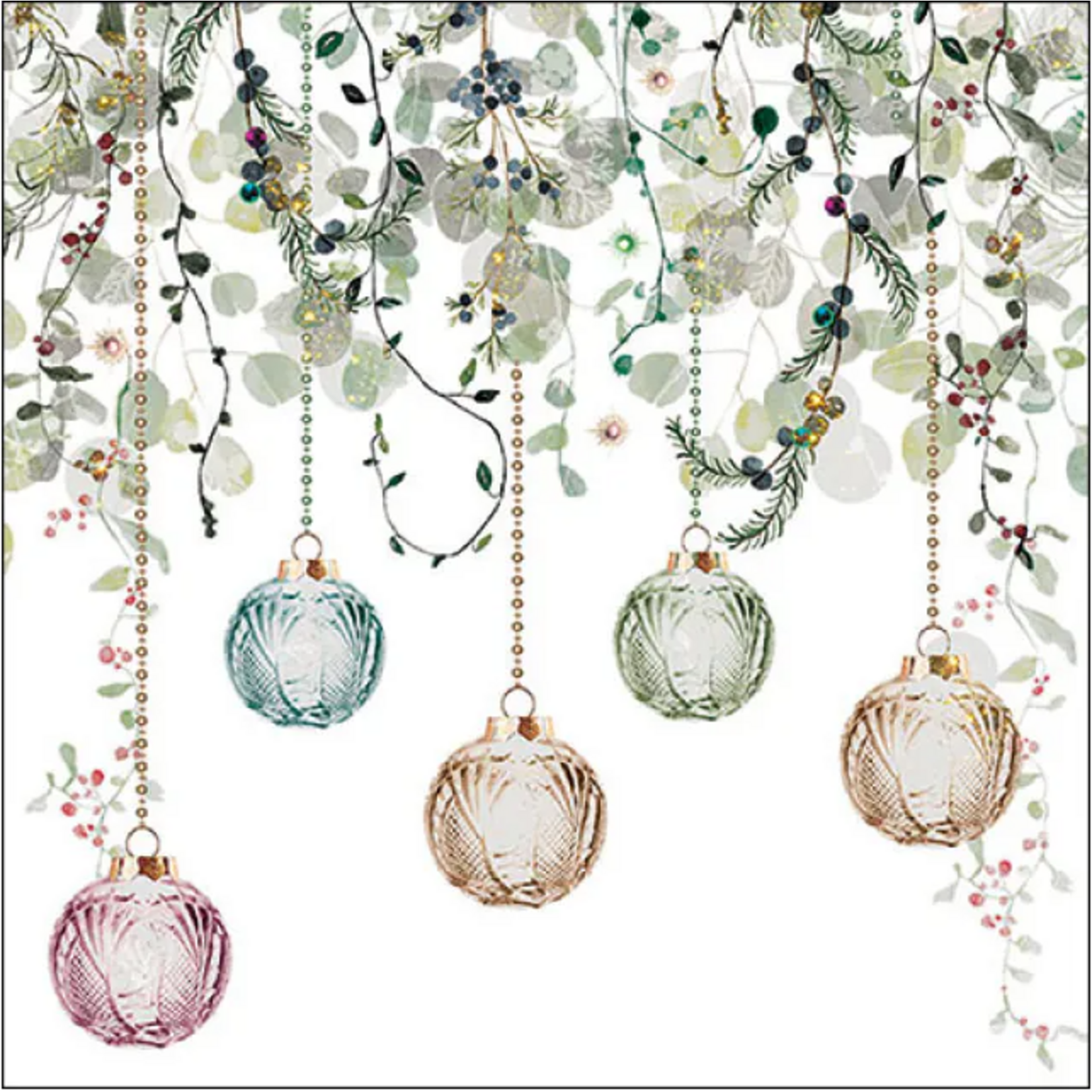 Ambiente Serviette en papier FLORAL CHRISTMAS WHITE 33 x 33 cm