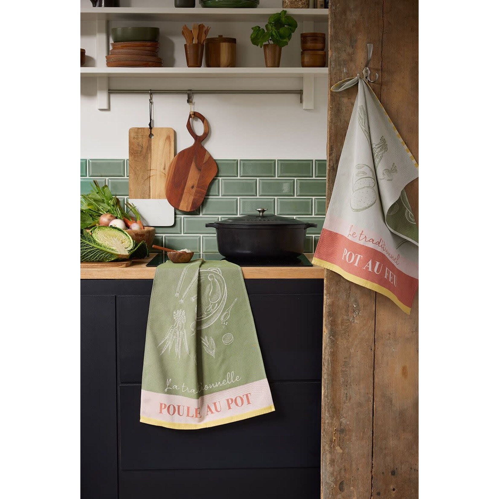 Coucke Linge jacquard L'art de la poule au pot 50 x 75 cm 100% coton
