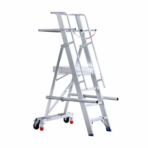 Eurostairs Professionelle mobile Lagerleiter mit 4 Trittstufen