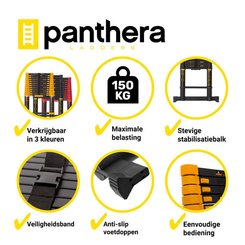 Panthera Teleskopleiter Schwarz/Gelb 3,8 Meter
