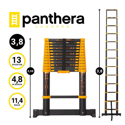 Panthera Teleskopleiter Schwarz/Gelb 3,8 Meter