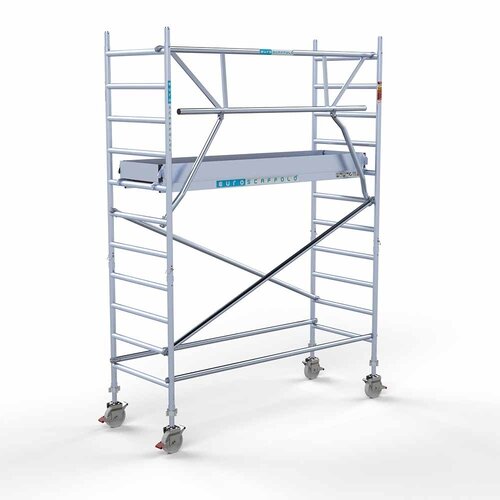 Euroscaffold Rollgerüst komplett 90 x 250 x 4,2 m Arbeitshöhe + einseitiges Frontgeländer