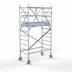 Euroscaffold Rollgerüst komplett 90 x 190 x 4,2m Arbeitshöhe + beidseitiges Frontgeländer Rollgerüst komplett 90 x 190 x 4,2m Arbeitshöhe + beidseitiges Frontgeländer