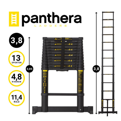 Teleskopleiter schwarz 3,8 Meter Panthera Teleskopleiter schwarz 3,8 Meter