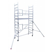 Euroscaffold Zimmergerüst 75x190x 4,7m Arbeitshöhe inkl. Stabilisator verstellbare Lenkrollen für Rollgerüste