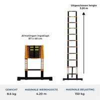 Teleskopleiter 3,2 Meter - Schwarz