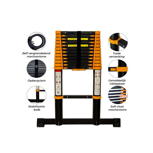 Teleskopleiter 4,4 Meter - Schwarz Teleskopleiter 4,4 Meter - Schwarz
