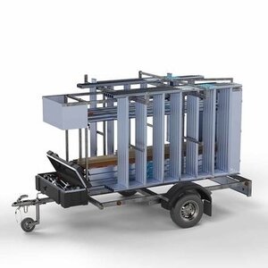 Abschließbarer Gerüstanhänger + Basis-Rollgerüst 75 x 250 x 6,2 Meter