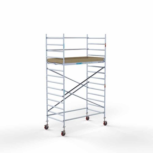 Basis-Rollgerüst 135 x 250 x 5,2 m Arbeitshöhe mit leichter Plattform Euroscaffold Basis-Rollgerüst 135 x 250 x 5,2 m Arbeitshöhe mit leichter Plattform
