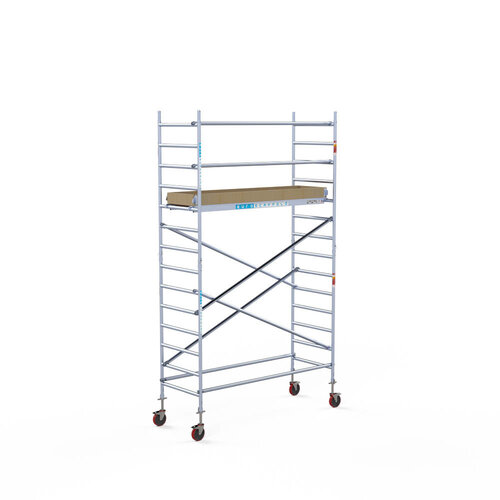 Basis-Rollgerüst 90 x 250 x 5,2 m Arbeitshöhe mit leichter Plattform Euroscaffold Basis-Rollgerüst 90 x 250 x 5,2 m Arbeitshöhe mit leichter Plattform