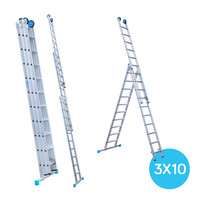Eurostairs Eurostairs Reformleiter dreiteilig gerade 3 x 10 Sprossen + Giebelsprossen
