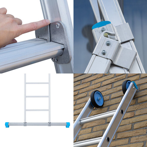 Eurostairs Eurostairs Reformleiter dreiteilig gerade 3 x 10 Sprossen + Giebelsprossen