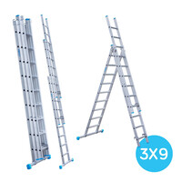 Eurostairs Eurostairs Reformleiter dreiteilig gerade 3 x 9 Sprossen