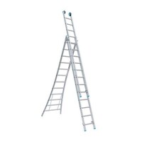 Eurostairs Eurostairs Reformleiter dreiteilig gebogen 3 x 12 Sprossen + Giebelsprossen