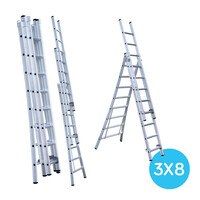 Eurostairs Eurostairs Reformleiter dreiteilig gebogen 3 x 8 Sprossen