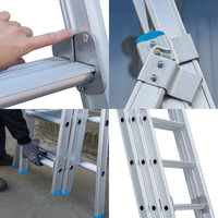 Eurostairs Eurostairs Reformleiter dreiteilig gebogen 3 x 8 Sprossen