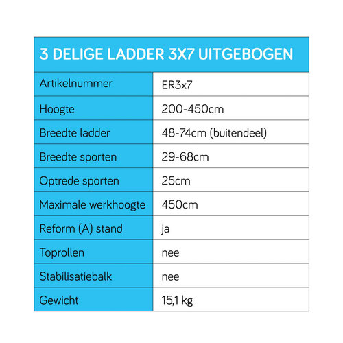 Eurostairs Eurostairs Reformleiter dreiteilig gebogen 3 x 7 Sprossen