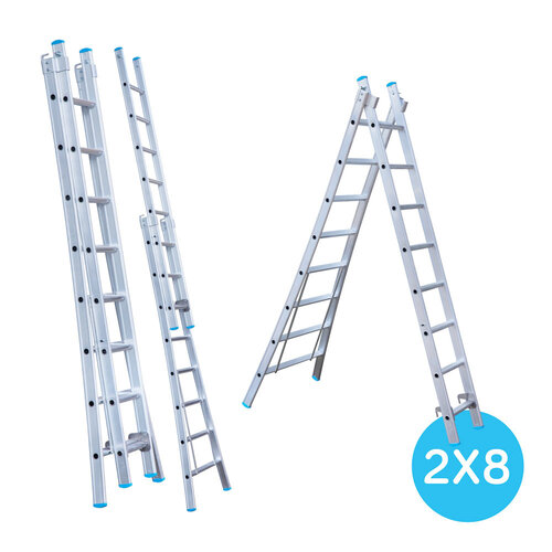 Eurostairs Eurostairs Reformleiter doppelt gebogen 2 x 8 Sprossen
