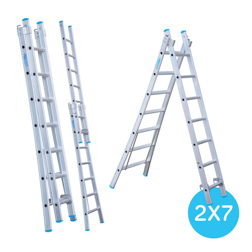 Eurostairs Reformleiter doppelt gebogen 2 x 7 Sprossen Eurostairs Eurostairs Reformleiter doppelt gebogen 2 x 7 Sprossen